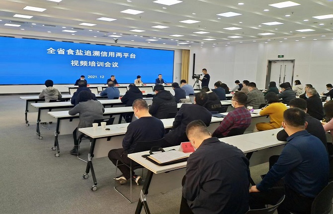 荣耀体育网页版参加全省食盐追溯信用两平台视频培训会议